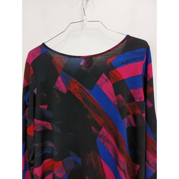 Clara Sun Woo Womens Tunic Top Small Multi Abstract Art Liquid Knit Angled Hem - Picture 6 of 6